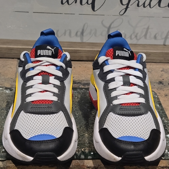 Puma X-Ray C Red Blue Grey Yellow Child Sz 5C #372920-03 - Picture 2 of 6